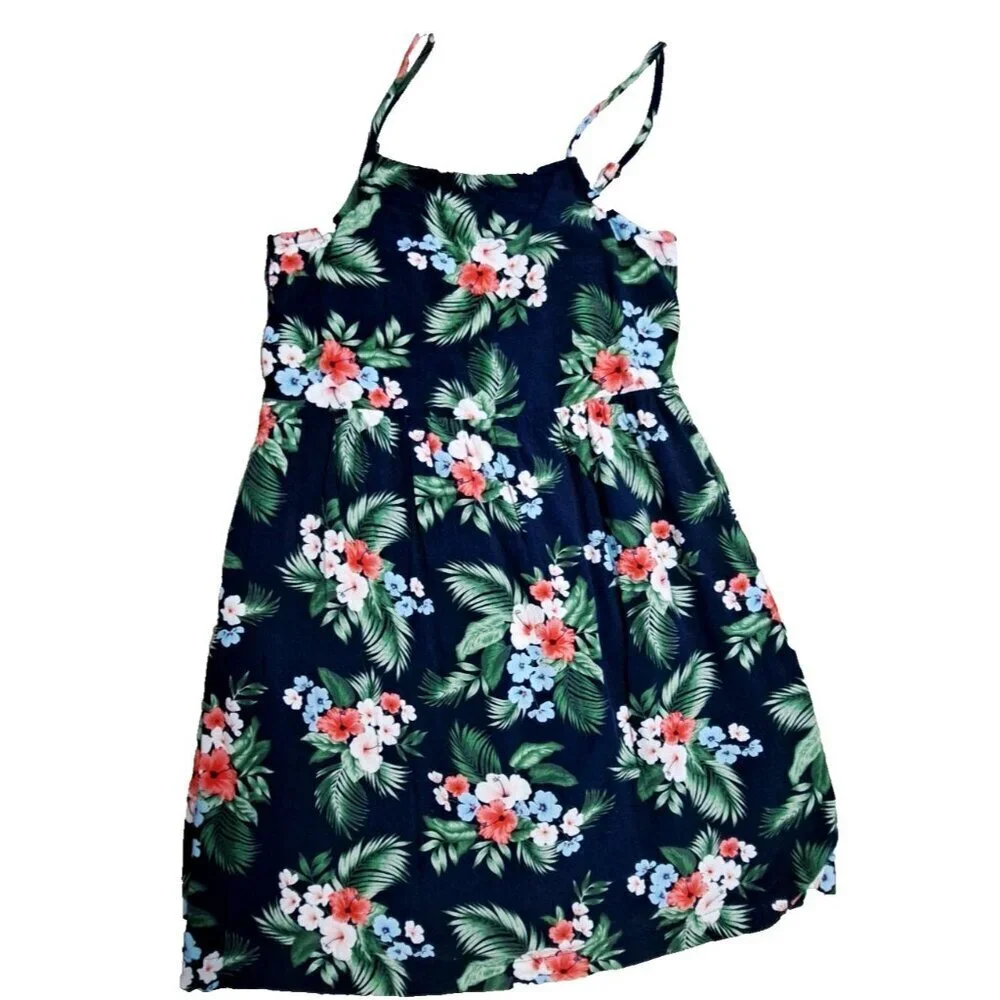 Old Navy Girls XL (14-16) Multicolor Floral Sundress Tropical Beach Smocked Back
